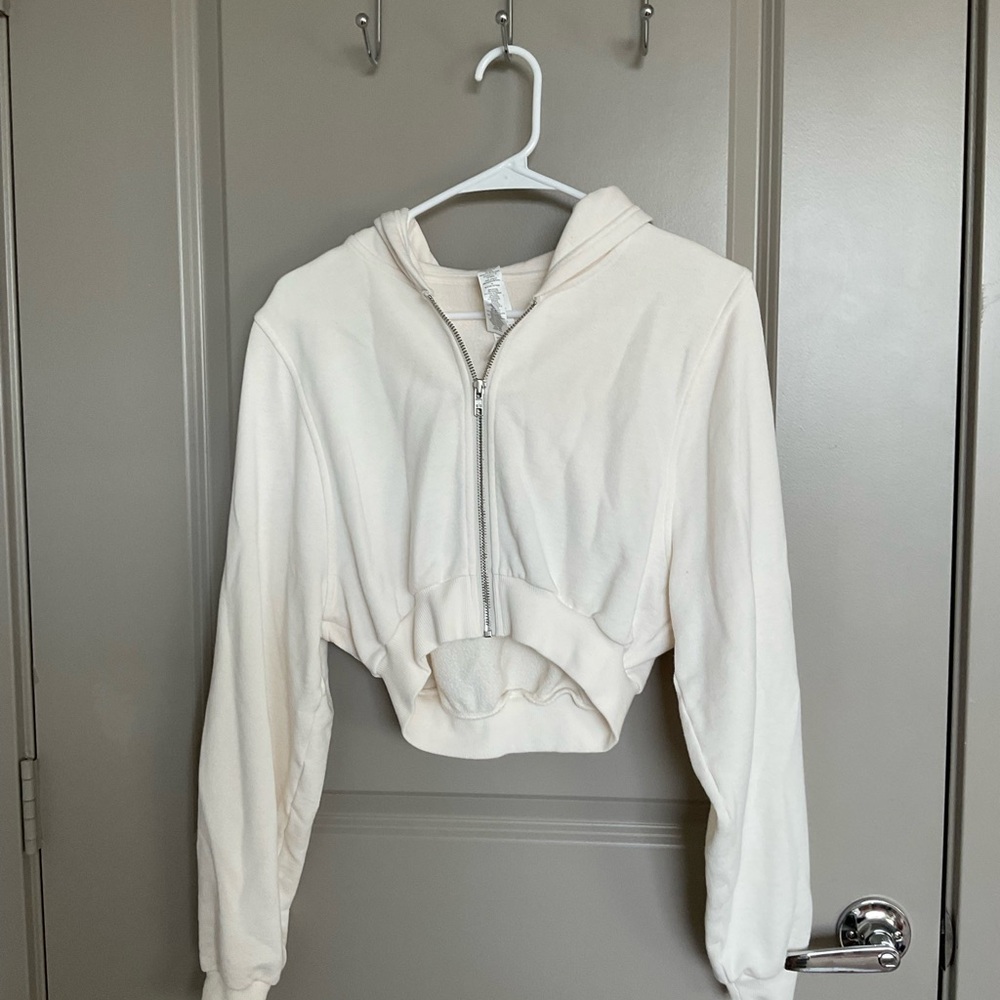ALO Yoga Off-White Zip-Up Hoodie